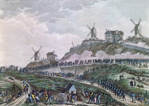 De mensen van Parijs slepen kanonnen naar Montmartre op 15 juli 1789, 1796